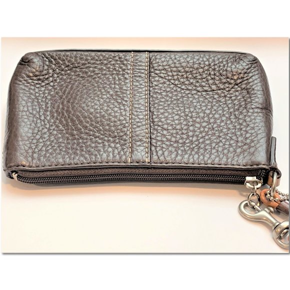 Coach Brown Pebbled Leather Wristlet - Picture 5 of 7
